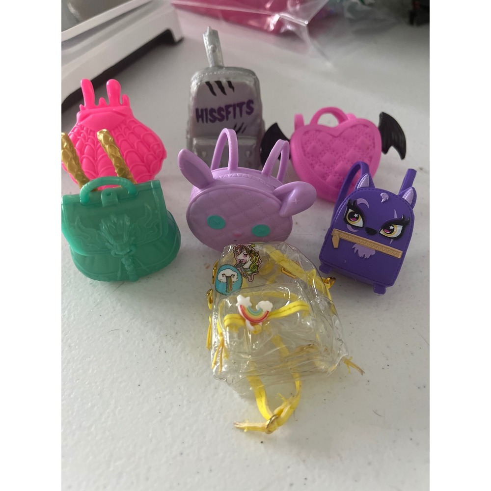 Monster High Doll Backpack Accessory Lot Hissfits Bat Heart Clear Rainbow 7pc